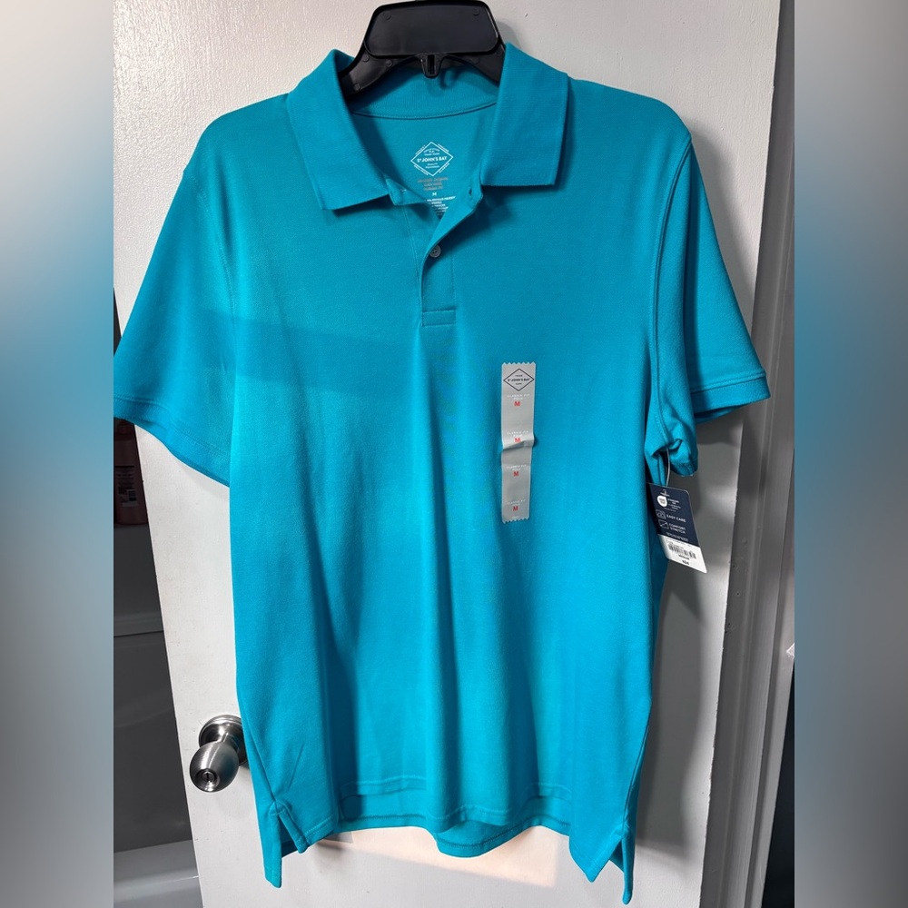St. John's Bay Men's Polo Shirt in Teal Blue-NWT- men’s Medium